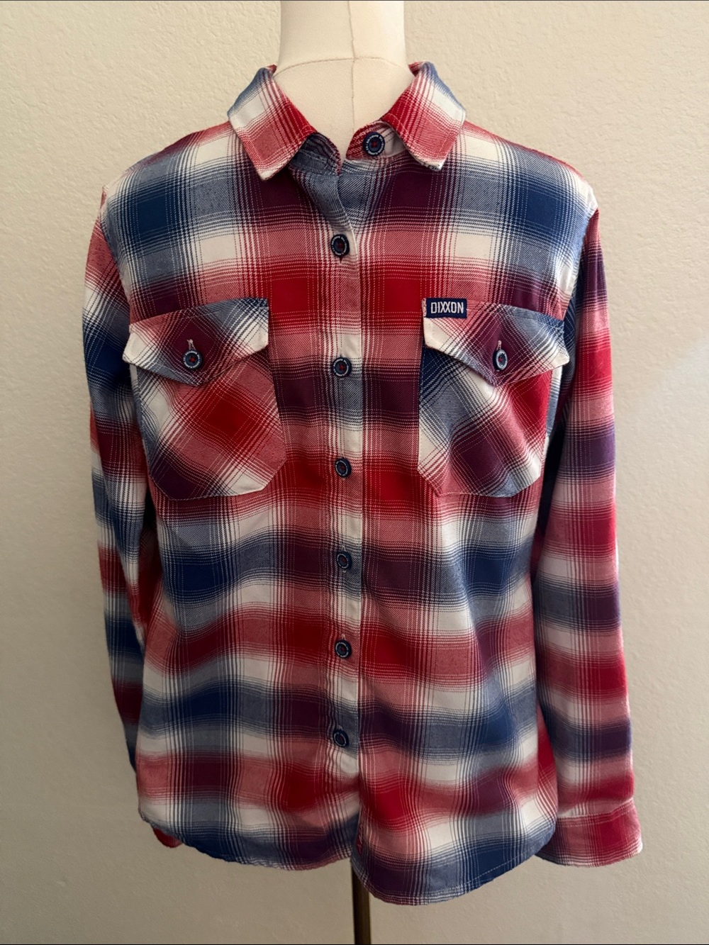 DIXXON Red White & Blue Plaid Button-Up Flannel